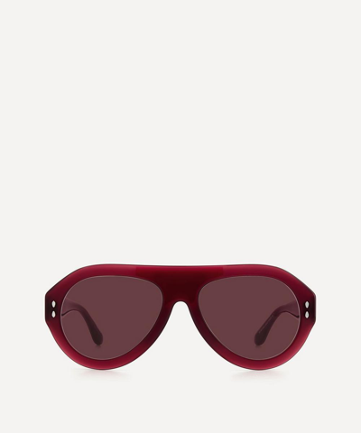 Shop Isabel Marant Women's Chunky Aviator Sunglasses In Burgundy