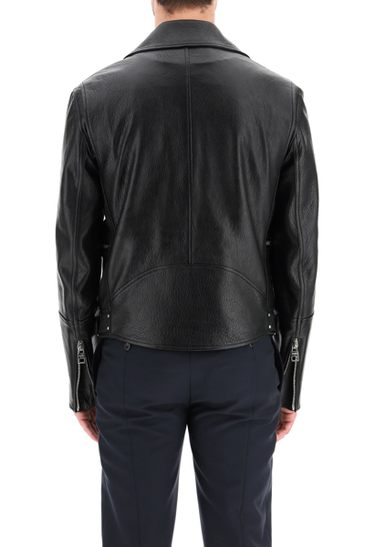 Shop Alexander Mcqueen Leather Biker Jacket In Black