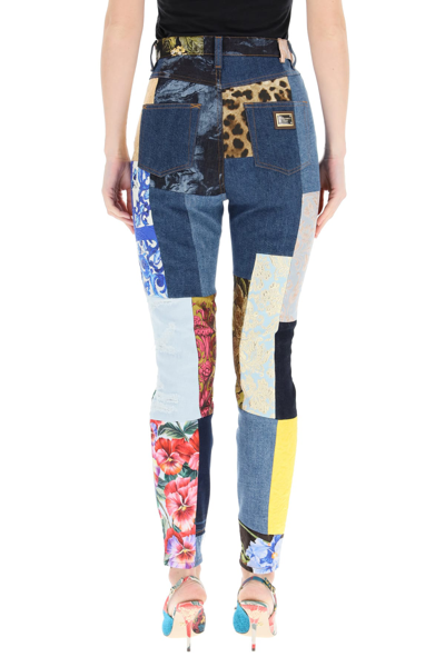 Shop Dolce & Gabbana Patchwork Denim And Jacquard Jeans