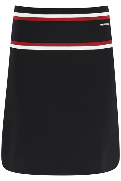 Shop Miu Miu Sporty Skirt In Lux Fleece In V Nero Cerise
