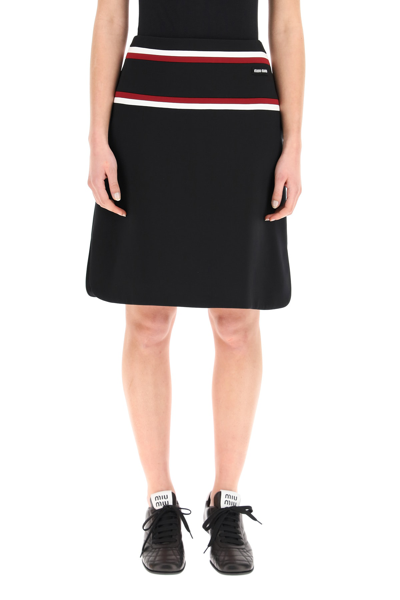 Shop Miu Miu Sporty Skirt In Lux Fleece In V Nero Cerise
