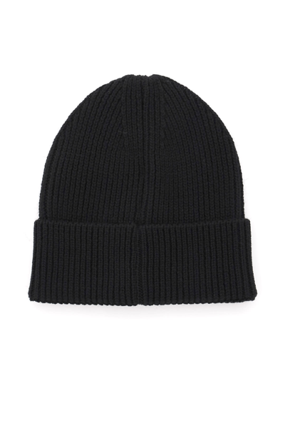 Shop Marcelo Burlon County Of Milan Beanie Hat With Logo Patch In Black White