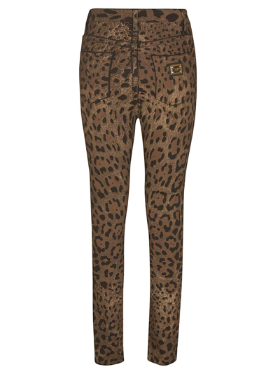 Shop Dolce & Gabbana Animal Print Jeans In Brown/black