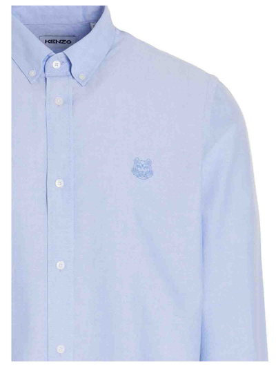 Shop Kenzo Logo Crest Shirt In Blu