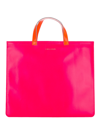 Shop Comme Des Garçons Fluo Slim Tote In Pink Yellow