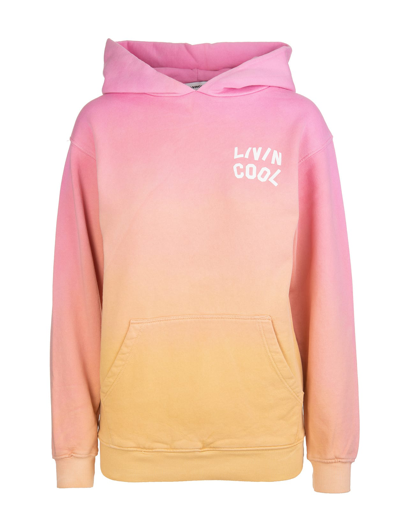 Shop Livincool Woman Gradient Orange And Pink California Love Hoodie In Rosa