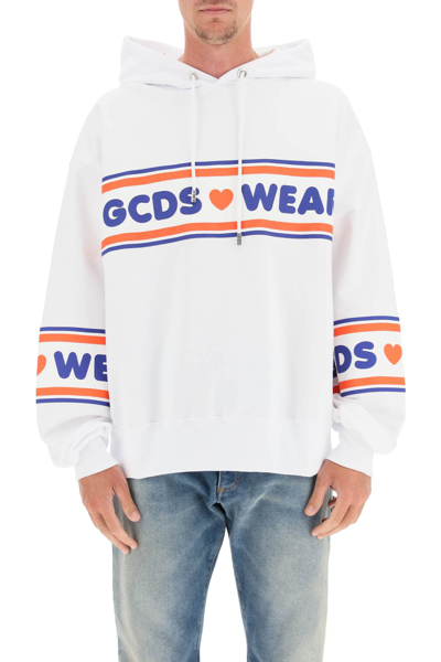Shop Gcds Cute Tape Logo Hoodie In Bianco
