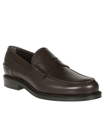 Shop Tod's Classic Slip-on Loafers In Brown