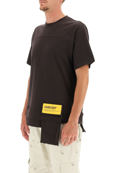 Shop Ambush T-shirt Waist Pocket In Chocolate