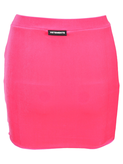 Shop Vetements Pink Velvet Mini Skirt In Hot Pink