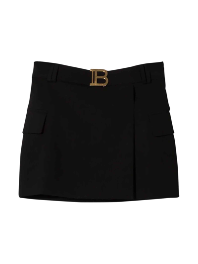 Shop Balmain Black Skirt With Application In (nero)