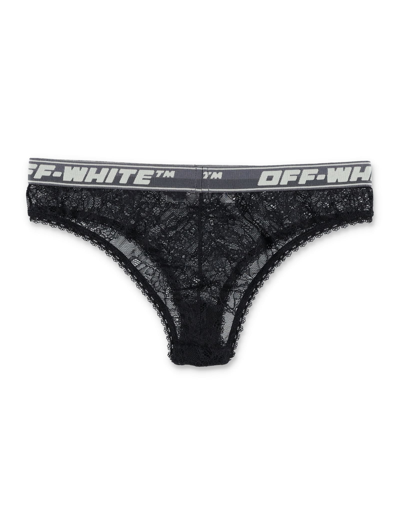 Shop Off-white Off White Lace Slip In Nero