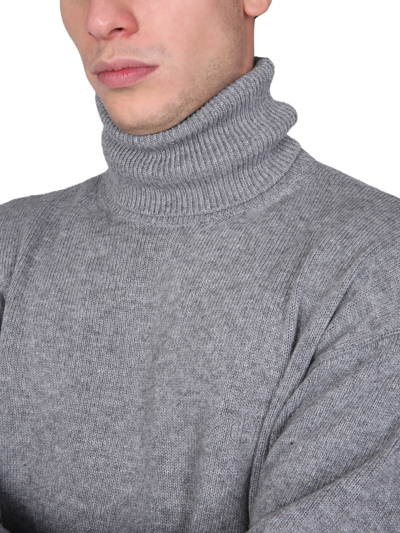 Off-white Basic Knit Turtleneck Sweater In Grigio