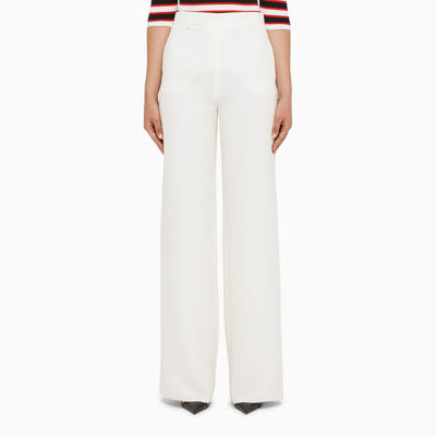 Shop Valentino | Ivory Silk Palazzo Trousers In Print