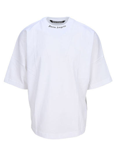 Shop Palm Angels Logo-print Short-sleeve T-shirt In White Black