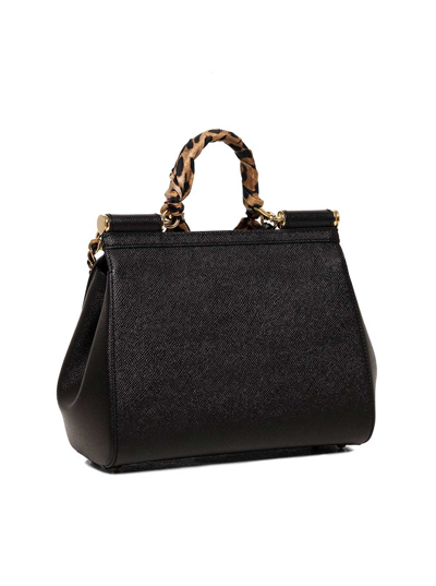 Shop Dolce & Gabbana Sicily Black Leather Handbag