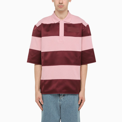 Shop Ami Alexandre Mattiussi Pink Striped Polo Shirt