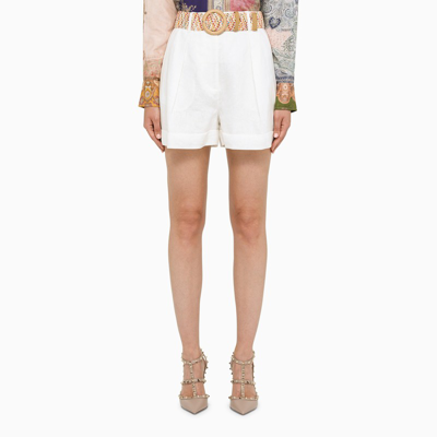 Shop Zimmermann White Shorts In Beige