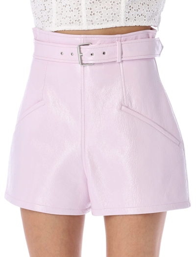 Shop Philosophy Di Lorenzo Serafini High Waist Eco Leather Shorts In Pink