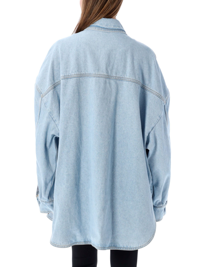Shop Attico Oversized Denim Shirt Jacket In Light Blue