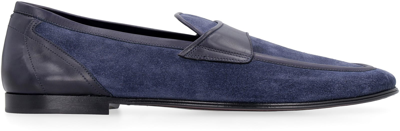 Shop Dolce & Gabbana Suede And Leather Loafers In Blue