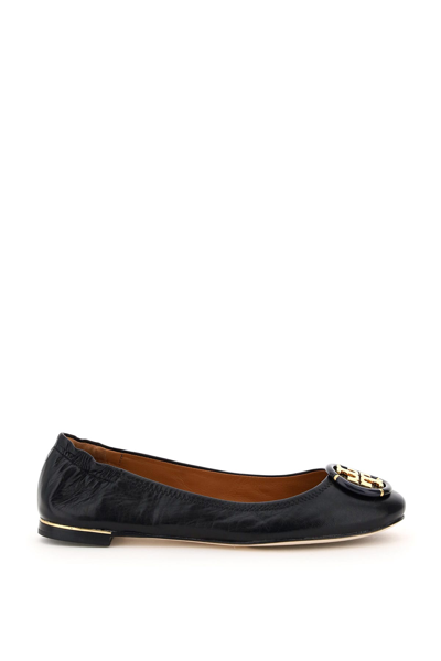 Shop Tory Burch Minnie Leather Ballet Flats In Perfect Black
