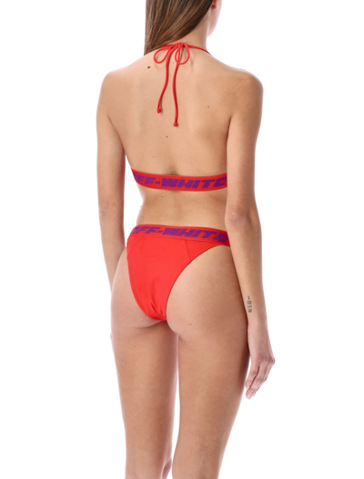 Off-white Logo Band Triangle Bikini In Coral Red
