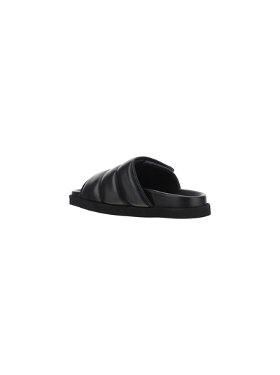 Shop Gia Borghini Puffy Slipper With Velcro In Nero