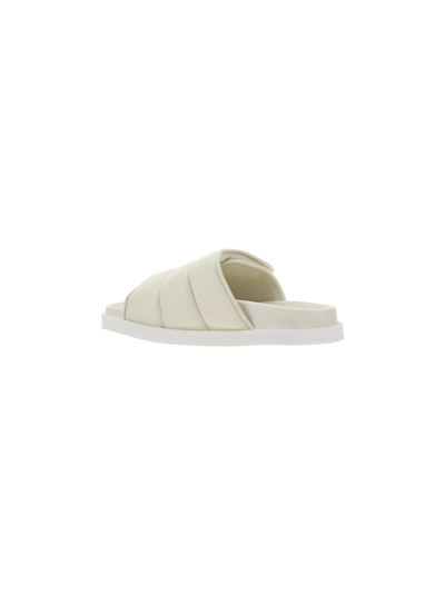 Shop Gia Borghini Puffy Slipper With Velcro In Avorio