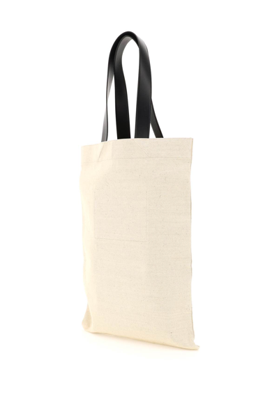 Shop Jil Sander Extra Large Canvas Tote Bag In Beige