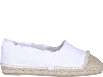Castaã±er Kampala Glittered Linen Espadrilles In Bianco