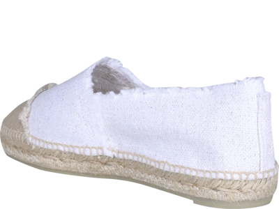 Castaã±er Kampala Glittered Linen Espadrilles In Bianco