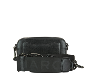 Marc Jacobs 'the Snapshot' Black Shoulder Bag With Metal Logo At The Front