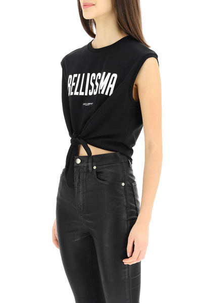 Shop Dolce & Gabbana Bellissima Print Tie Waist T-shirt