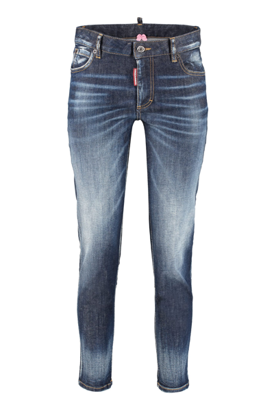 Shop Dsquared2 Twiggy Cropped Jeans In Blue