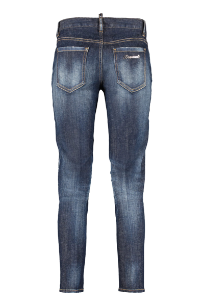 Shop Dsquared2 Twiggy Cropped Jeans In Blue