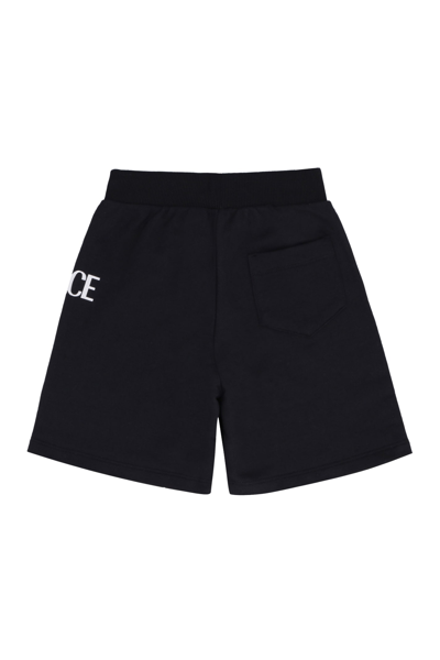 Shop Young Versace Cotton Bermuda Shorts In Black
