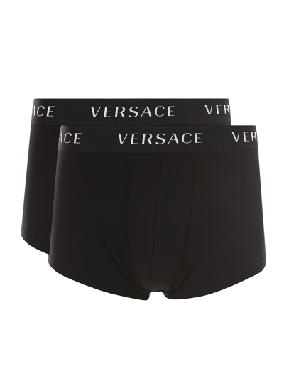 Shop Versace Slip In Nero