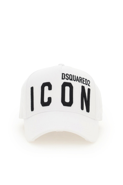 Shop Dsquared2 Baseball Cap With Logo In Bianco E Nero
