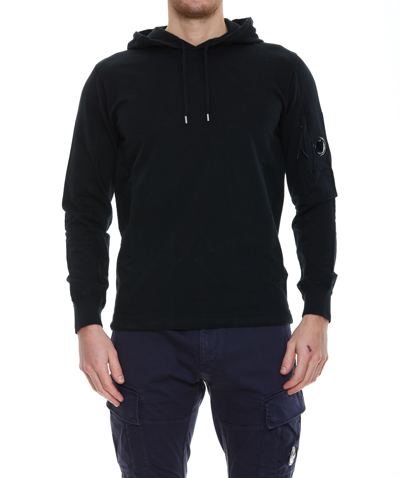 Shop C.p. Company Logo Hoodie In Nero