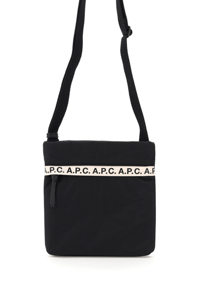 Shop A.p.c. Sacoche Repeat Logo Bag In Nero