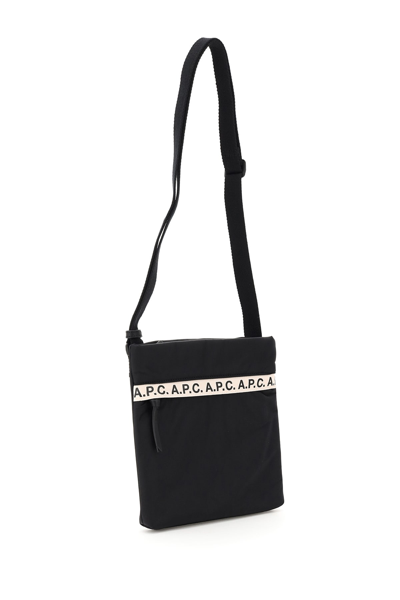 Shop A.p.c. Sacoche Repeat Logo Bag In Nero