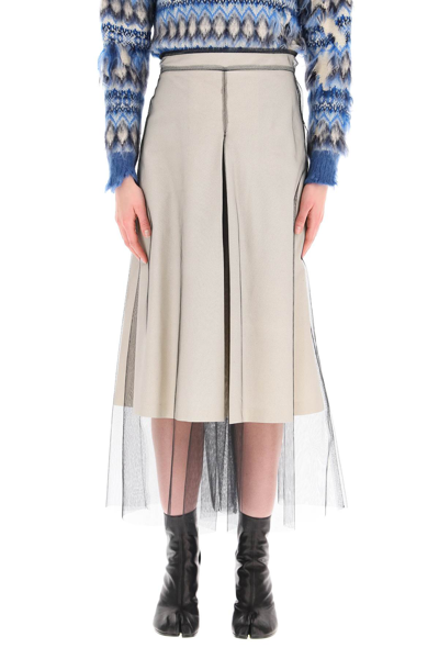 Shop Maison Margiela Cotton And Tulle Pant-skirt In Ecru
