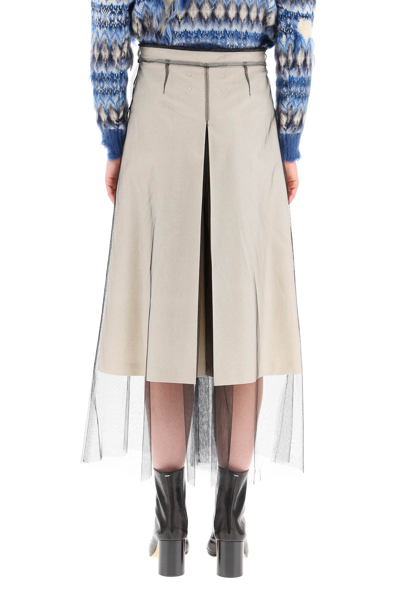 Shop Maison Margiela Cotton And Tulle Pant-skirt In Ecru