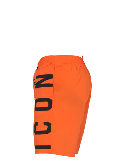 Dsquared2 Logo-print Drawstring Swim Shorts In Arancione
