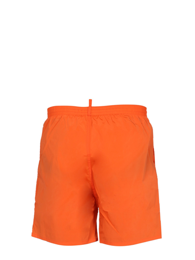 Dsquared2 Logo-print Drawstring Swim Shorts In Arancione