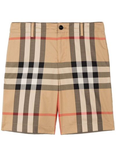 Shop Burberry Vintage Check Cotton Shorts In Beige