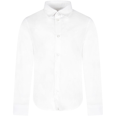 Armani Collezioni White Shirt For Boy With Iconic Eagle In White