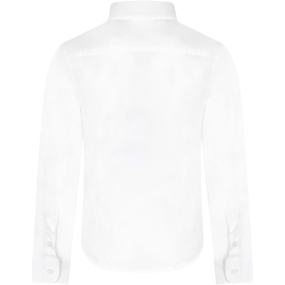 Armani Collezioni White Shirt For Boy With Iconic Eagle In White