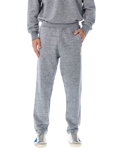 Shop Golden Goose Melange Gray Doro Star Collection Jogging Pants With Gold Star On The Fron In Grey